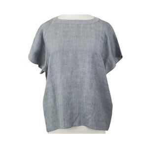 6397 Top Gray Back Zip Linen Blend Shirt Size XS